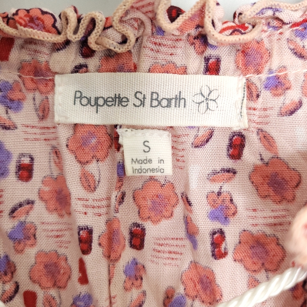 POUPETTE ST BARTH Floral Print Sleeveless V-neck Women's Dress SMALL - Picture 2 of 15